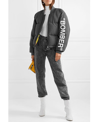 Off-White Printed Wool Blend Down Bomber Jacket