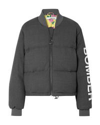 Off-White Printed Wool Blend Down Bomber Jacket