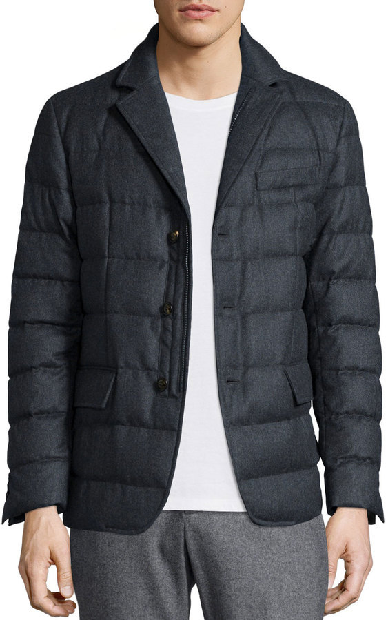 Moncler Rodin Quilted Button Down Jacket, $1,315 | Neiman Marcus | Lookastic