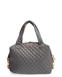 MZ Wallace Large Sutton Quilted Oxford Nylon Satchel Black