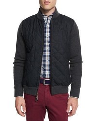 Charcoal Quilted Bomber Jacket