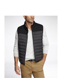 Express Quilted Down Filled Puffer Vest Gray X Small