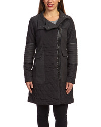 Black Charcoal Quilted Moto Coat