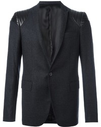 Charcoal Quilted Leather Blazer