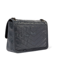 Saint Laurent Niki Medium Quilted Crinkled Glossed Leather Shoulder Bag