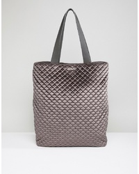 Charcoal Quilted Velvet Tote Bag