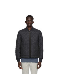 Charcoal Quilted Wool Bomber Jacket