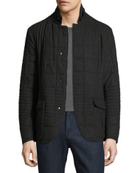 Armani Collezioni Quilted Wool Short Jacket Charcoal