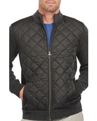 Barbour Essential Diamond Quilt Contrast Zip Sweater In Charcoal At Nordstrom
