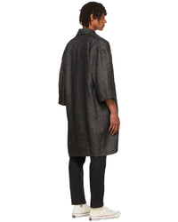 Naked & Famous Denim Black Linen Overcoat