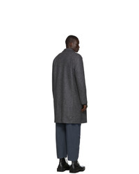 Harris Wharf London Grey Wool Pressed Mouline Mac Coat