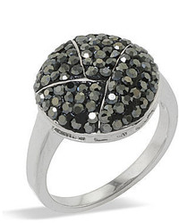 Sparkle Allure Silver Plated Gray Crystal Dome Ring