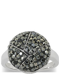 Sparkle Allure Silver Plated Gray Crystal Dome Ring