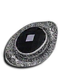 VistaBella Fashion Black Stone Vintage Adjustable Ring