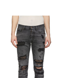 Unravel Black Distressed Dirty Skinny Jeans