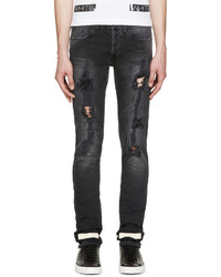 Off-White Black Distressed Jeans