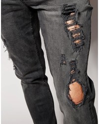 Asos Brand Skinny Jeans With Extreme Rips