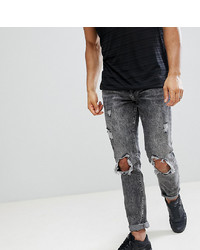 Brooklyn Supply Co. Brooklyn Supply Co Acid Wash Slim Jeans With Rip And Repair