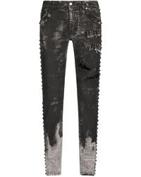 Dolce & Gabbana Distressed Studded Slim Fit Jeans