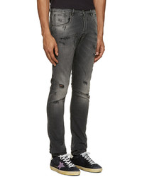 Pierre Balmain Grey Ripped Jeans
