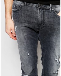 Diesel Jeans Thavar 673p Slim Fit Stretch Distressed Light Gray Wash