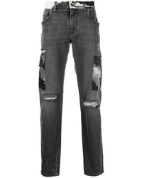 Dolce & Gabbana Ripped Camouflage Detail Bootcut Jeans