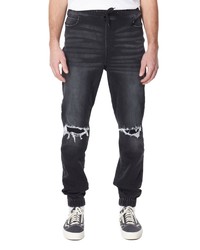 ELEVENPARIS Ripped Denim Joggers In Worn Out Grey At Nordstrom