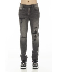 Cult of Individuality Rocker Rip Repair Slim Straight Leg Jeans In Flint At Nordstrom