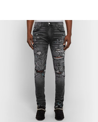 Amiri Skinny Fit Distressed Paint Splattered Stretch Denim Jeans