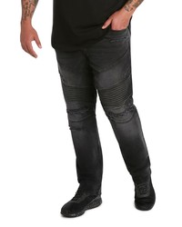 MVP Collections Straight Leg Distressed Biker Jeans