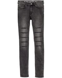 H&M Super Skinny Low Ripped Jeans