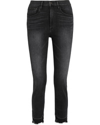 3x1 W4 Shelter Straight Cropped Distressed High Rise Jeans Charcoal