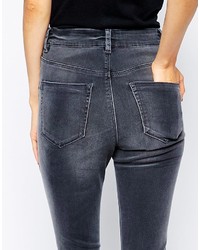 Asos Ridley Jeans Asos Ridley Skinny Jeans In Slick Gray With Ripped Knee