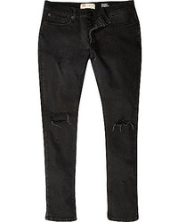 black ripped skinny stretch jeans
