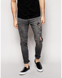 Asos Brand Skinny Jeans With Extreme Rips