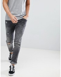 BLEND Cirrus Distressed Skinny Jeans In Grey Wash