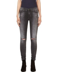 J Brand Grey Distressed Super Skinny Jeans