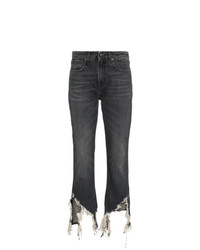 R13 High Waisted Cropped Distressed Jeans