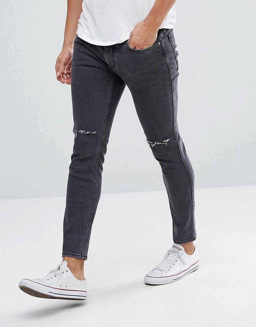 Laan Knorretje Verbergen Mango Man Skinny Jeans With Rips In Washed Black, $27 | Asos | Lookastic