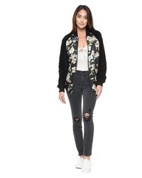 Juicy Couture Mid Rise Grey Embroidered Skinny Jean