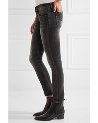 R 13 R13 Kate Distressed Low Rise Skinny Jeans Charcoal