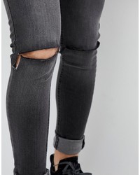 Criminal Damage Skinny Jeans In Show Wash Ripped