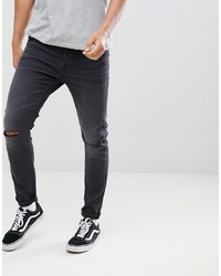 ONLY & SONS Skinny Jeans In Washed Grey With Knee Rip