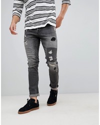 ONLY & SONS Slim Fit Jeans With Rip Repair And Patch Details
