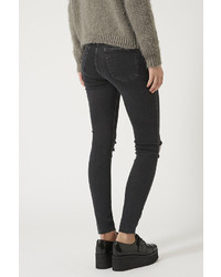 Topshop Tall Moto Washed Black Ripped Jamie Jeans