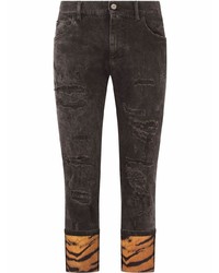 Dolce & Gabbana Tiger Print Cuff Jeans