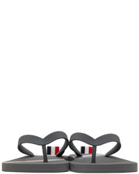 Thom Browne Grey Rwb Stripe Flip Flops
