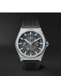 Zenith Defy Classic Automatic Skeleton 41mm Brushed Titanium And Rubber Watch Ref No 95900067078r782