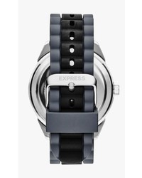 Express Striped Silicone Strap Watch Black Gray