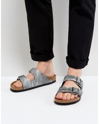 Birkenstock Arizona Denim Look Sandals In Gray